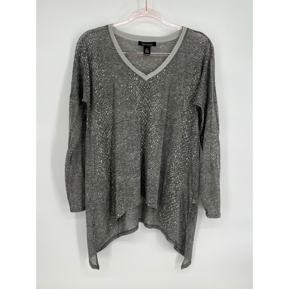 White House Black Market Tunic Top Snakeskin Print V Neck XS